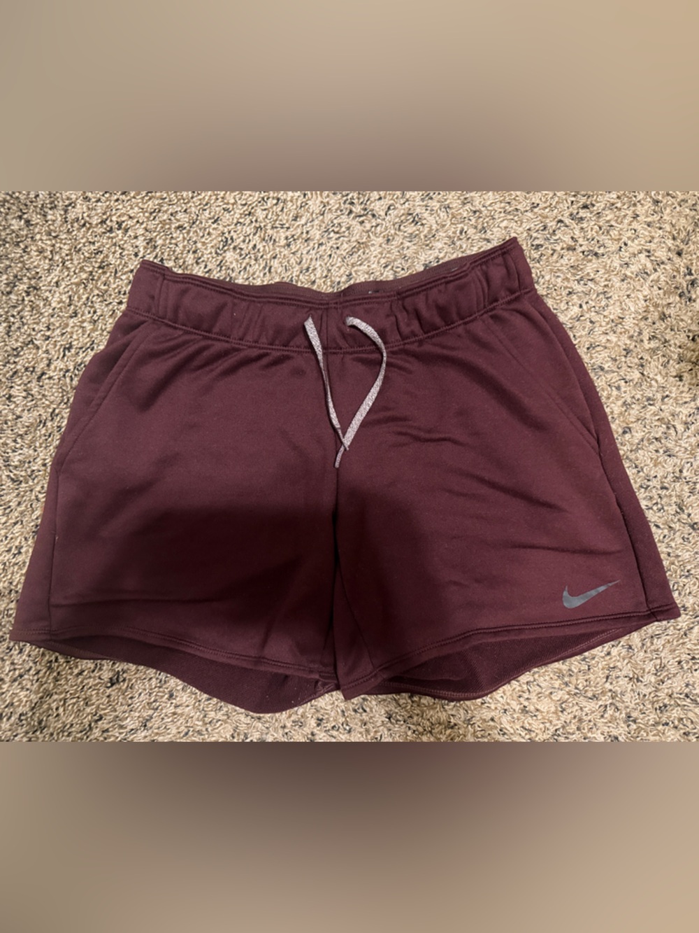 Nike Women's Burgundy Athletic Shorts with Drawstring